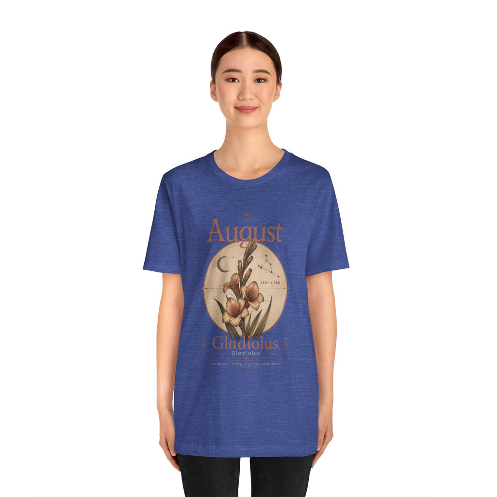 August Birth Flower Gladiolus Floral Tee