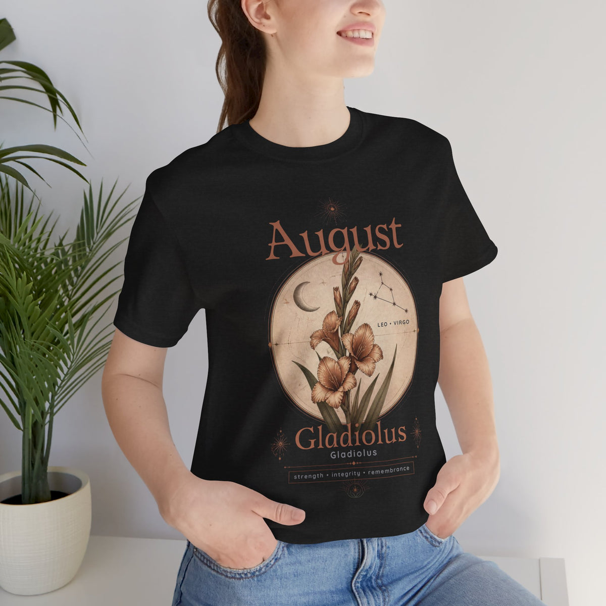August Birth Flower Gladiolus Floral Tee
