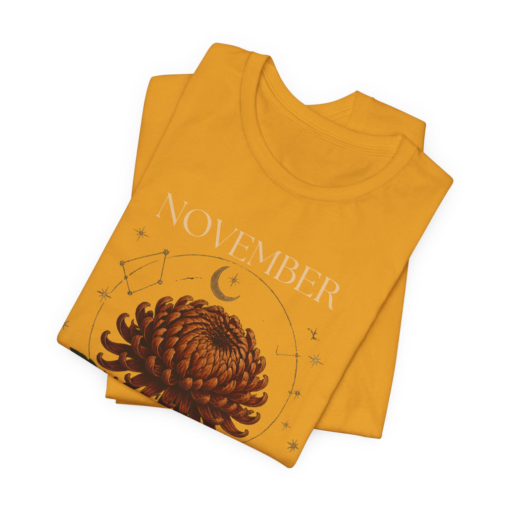 November Birth Flower Chrysanthemum Tee — Floral Birth Month T-Shirt