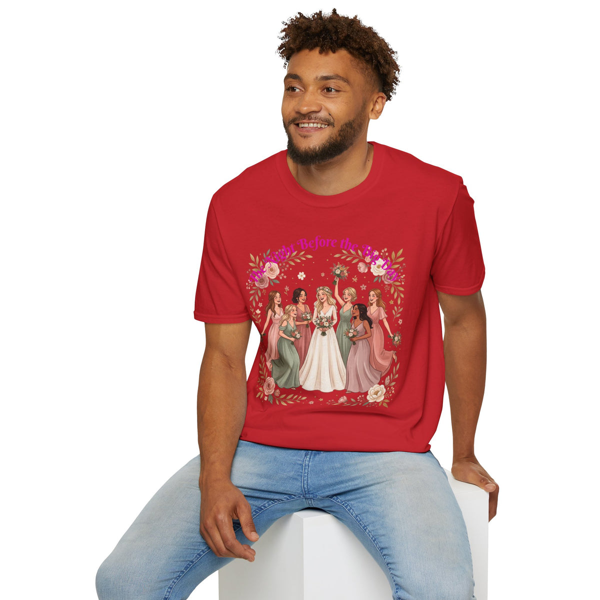 Bride and Bridesmaids Illustration T-Shirt | Floral Wedding Bridal Party Design