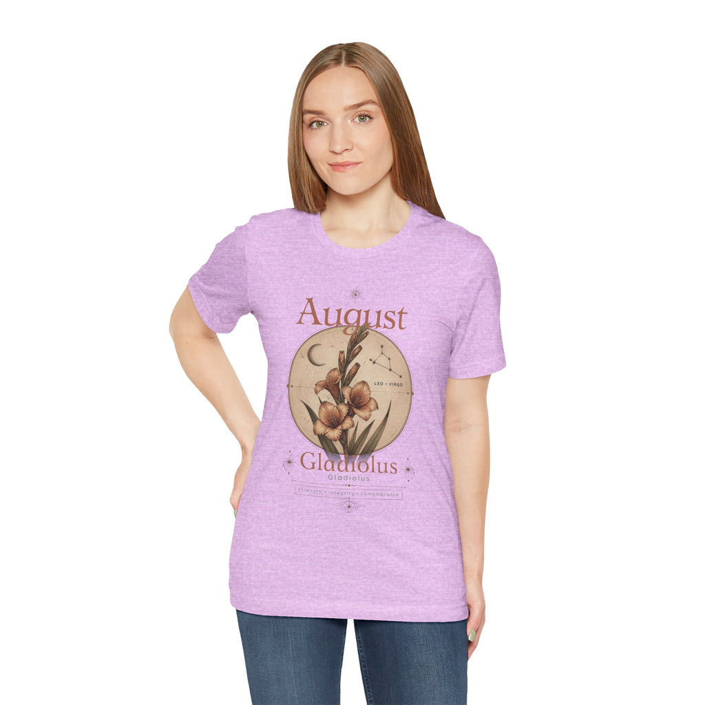 August Birth Flower Gladiolus Floral Tee