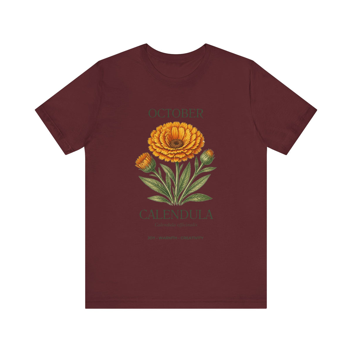 October Birth Flower Tee | Marigold & Cosmos Celestial Design | Birthday Gift