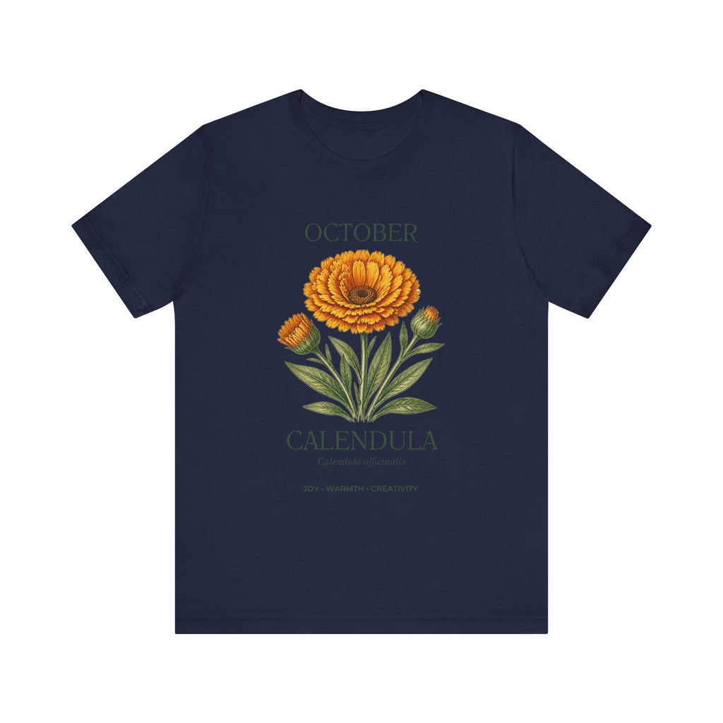 October Birth Flower Tee | Marigold & Cosmos Celestial Design | Birthday Gift