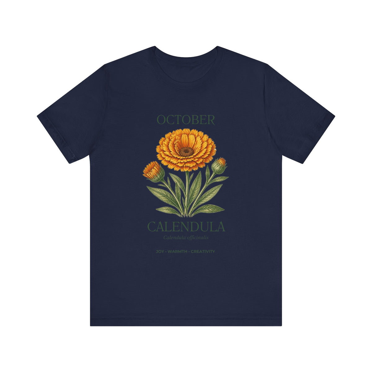 October Birth Flower Tee | Marigold & Cosmos Celestial Design | Birthday Gift