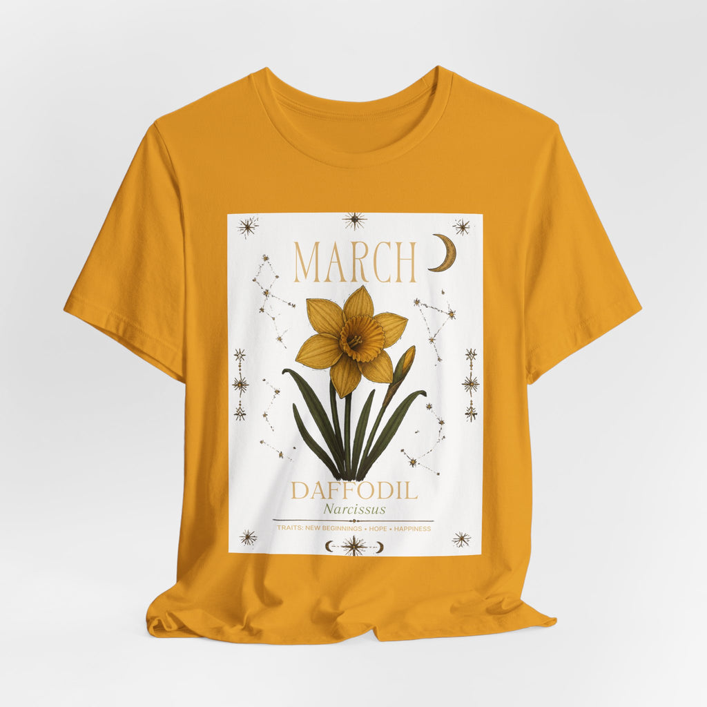 March Zodiac/Celestial aesthetics with birth flower — Birth Month Flower Tee