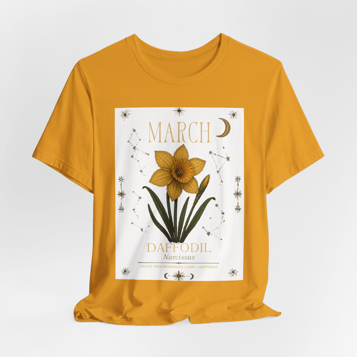 March Zodiac/Celestial aesthetics with birth flower — Birth Month Flower Tee