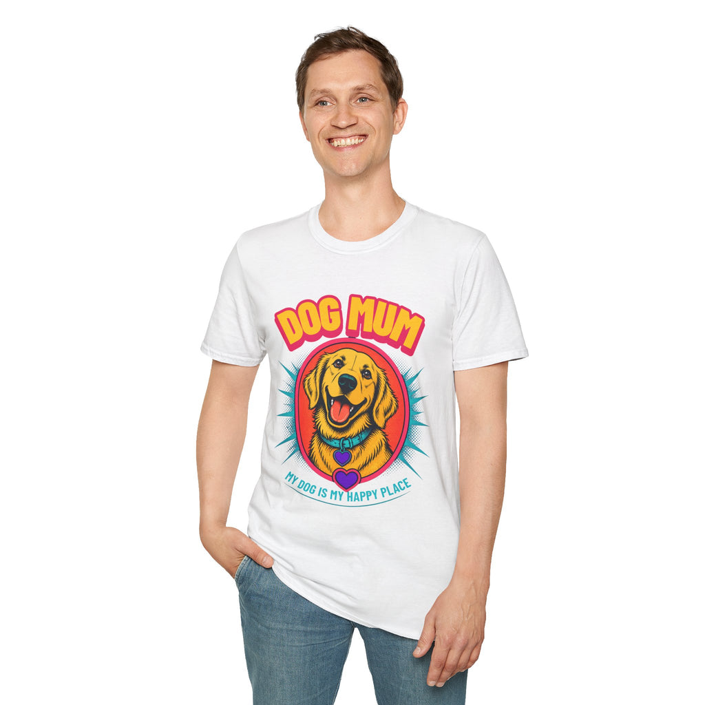 Dog Mum Golden Retriever T-Shirt | Cute Retro Dog Portrait, Pet Lover Tee
