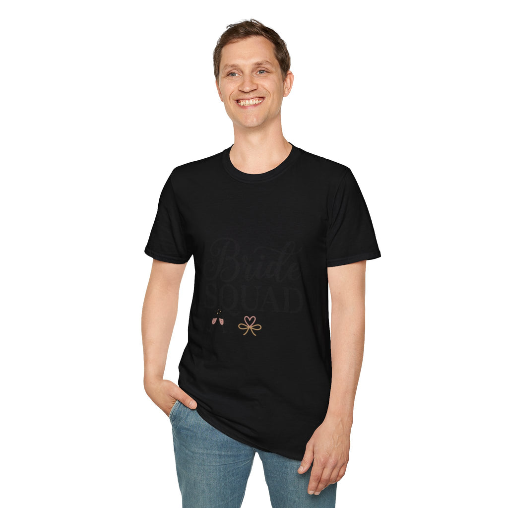 Bride Squad T-Shirt — Bachelorette Party Bridesmaid Tee with Champagne Icons