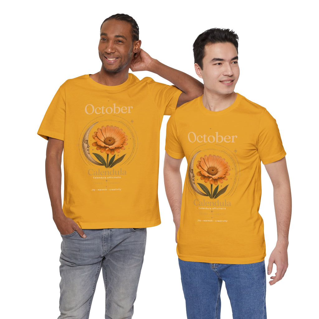 October Birth Flower Calendula T‑Shirt – Floral Birth Month Tee