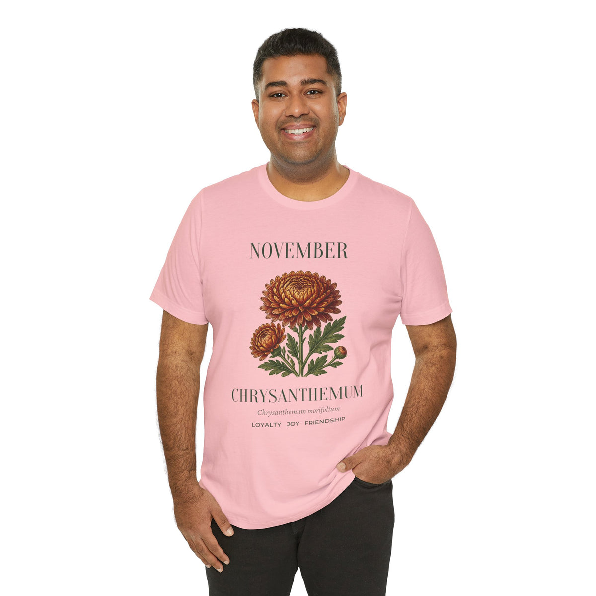 November Birth Flower Tee | Chrysanthemum Celestial Design | Birthday Gift
