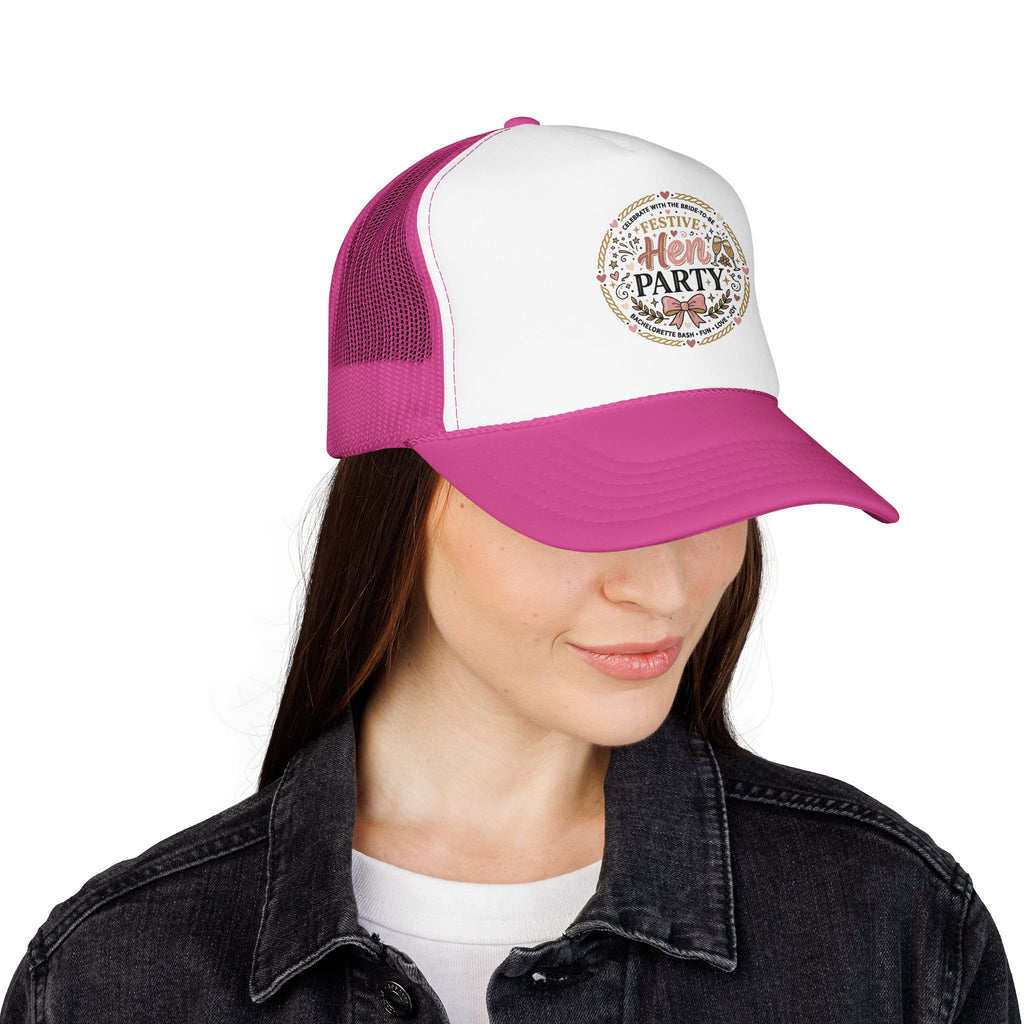 Hen Party Festive Foam Trucker Hat | Floral Wreath Design