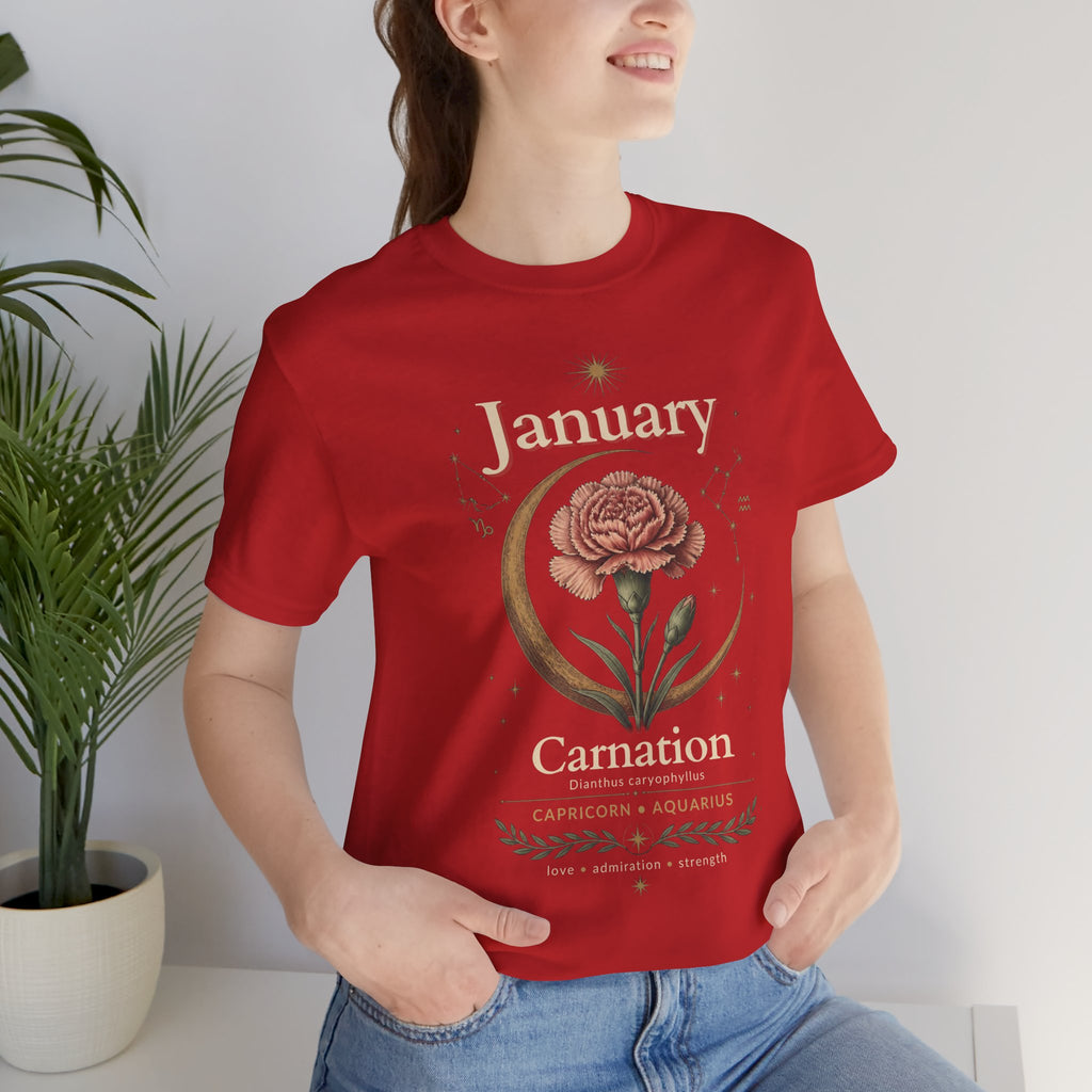 January Birth Flower - Carnation T-Shirt — Birth Month Flower Tee
