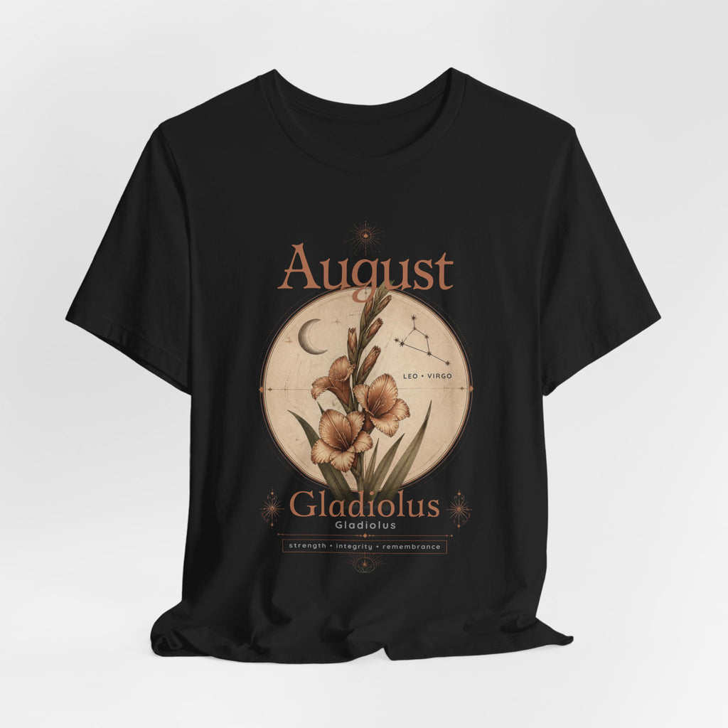 August Birth Flower Gladiolus Floral Tee