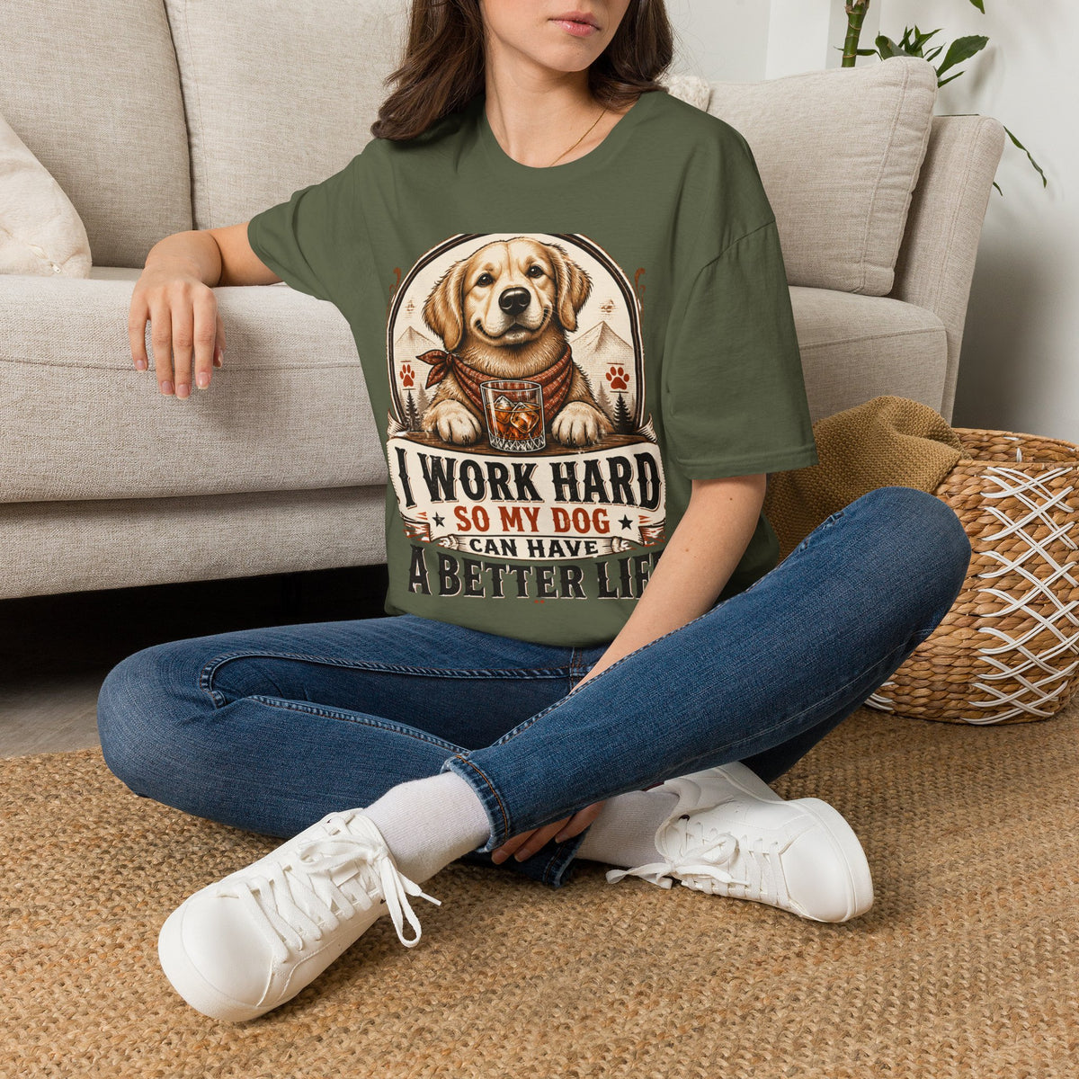 I Work Hard So My Dog Can Have A Better Life T-Shirt | Golden Retriever Dog Tee