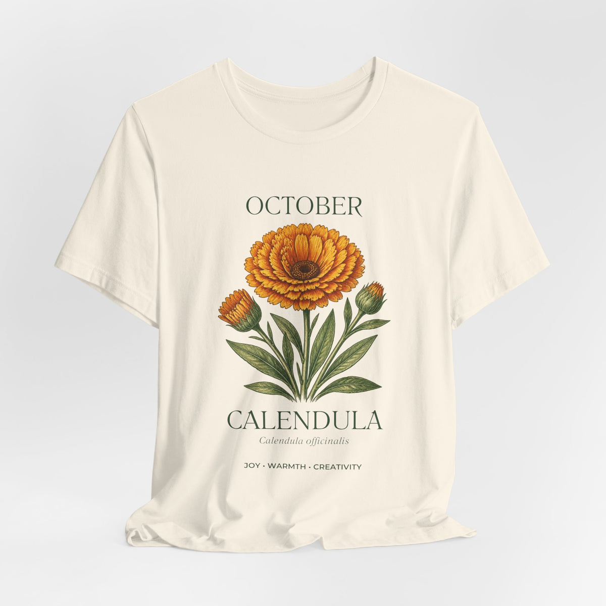 October Birth Flower Tee | Marigold & Cosmos Celestial Design | Birthday Gift