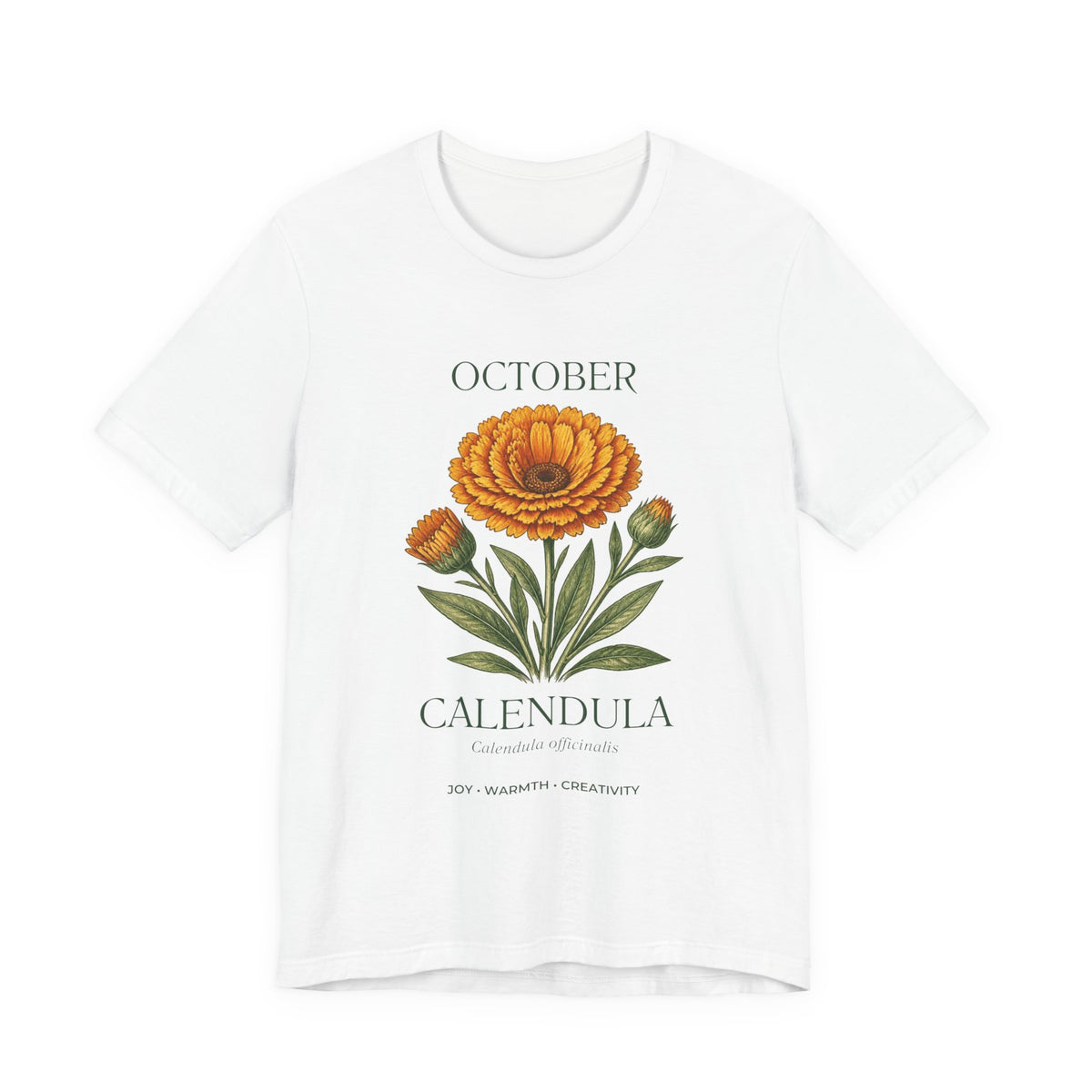 October Birth Flower Tee | Marigold & Cosmos Celestial Design | Birthday Gift