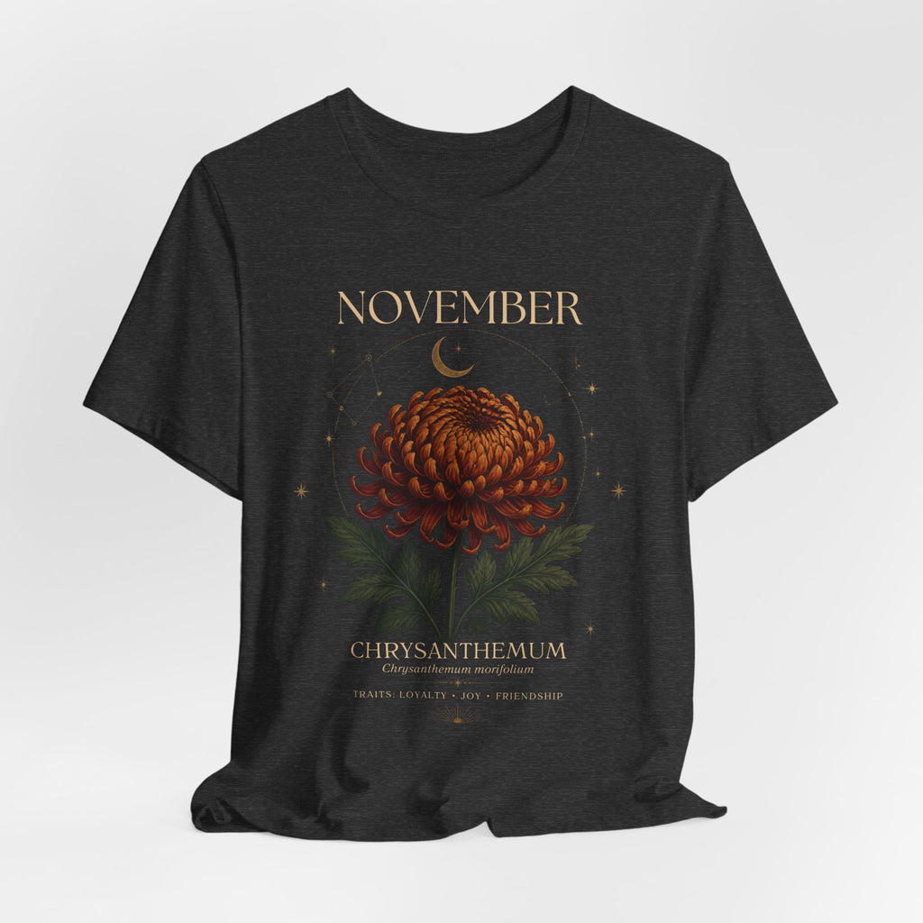 November Birth Flower Chrysanthemum Tee — Floral Birth Month T-Shirt