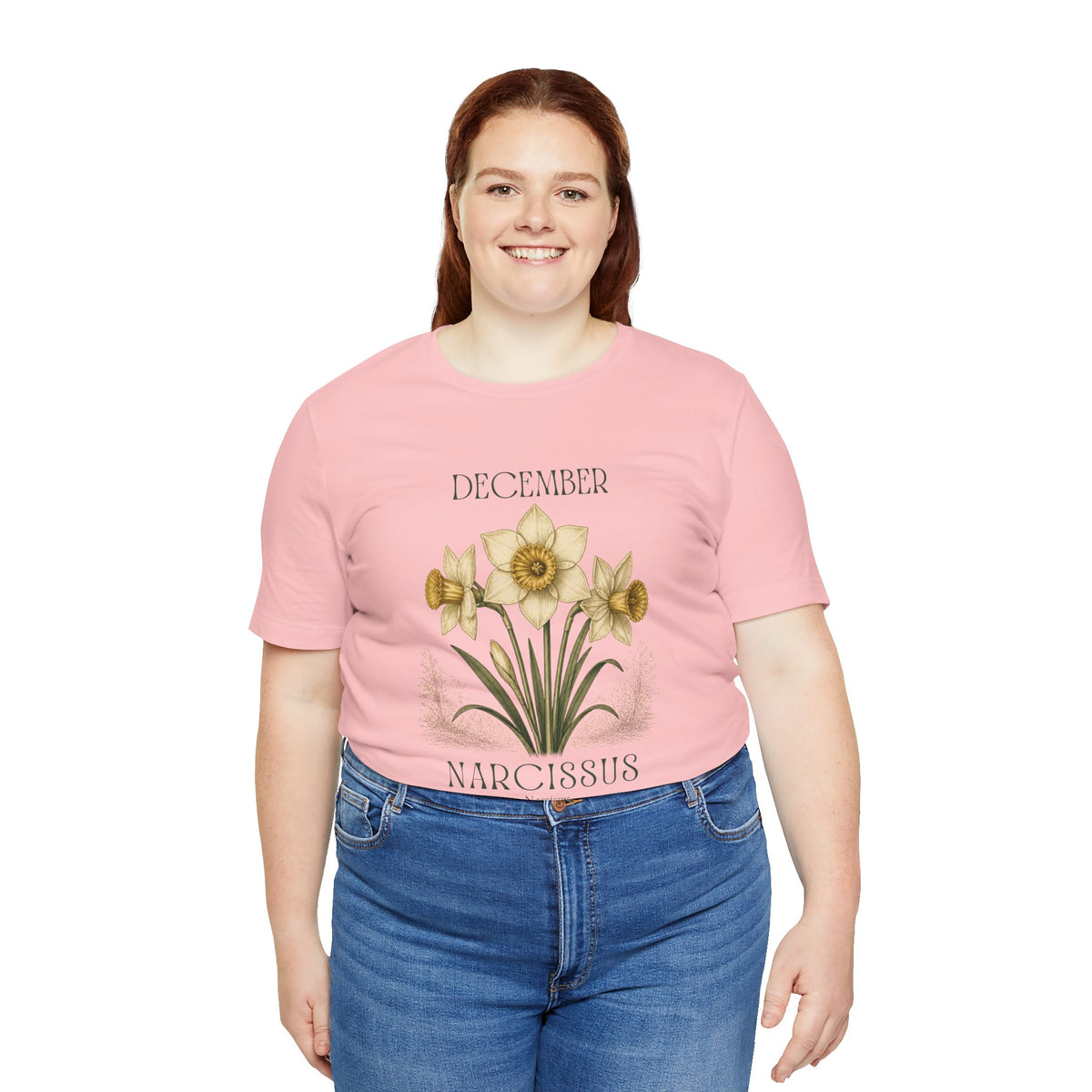 December Birth Flower Tee | Narcissus & Holly Celestial Design | Birthday Gift