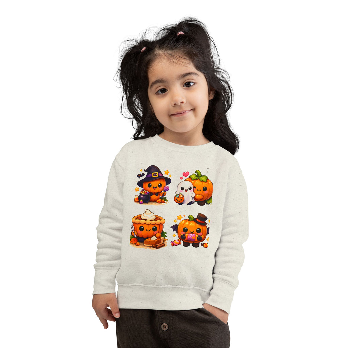 Cute Halloween Pumpkin Characters Toddler Sweatshirt | Kids Pullover