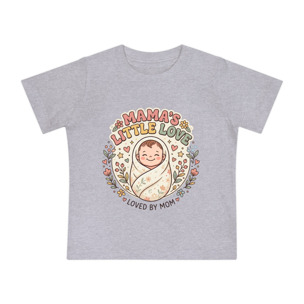 Mama's Little Love baby short sleeve t-shirt | Loved by Mom, floral swaddle design