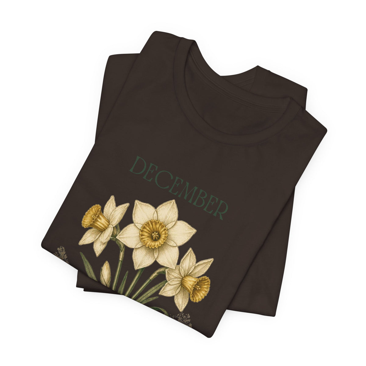 December Birth Flower Tee | Narcissus & Holly Celestial Design | Birthday Gift