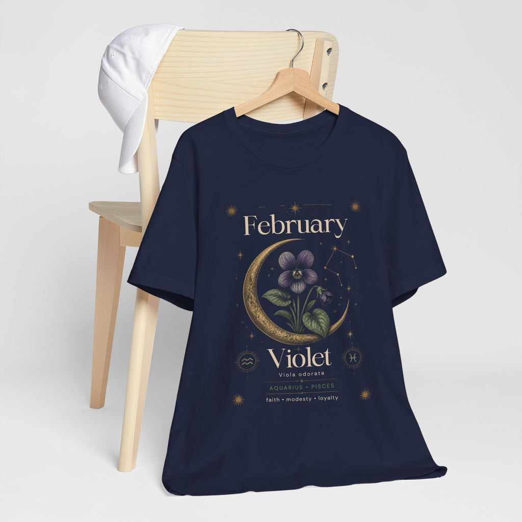 February Birth Flower Tee | Violet Botanical Design | Birthday Gift