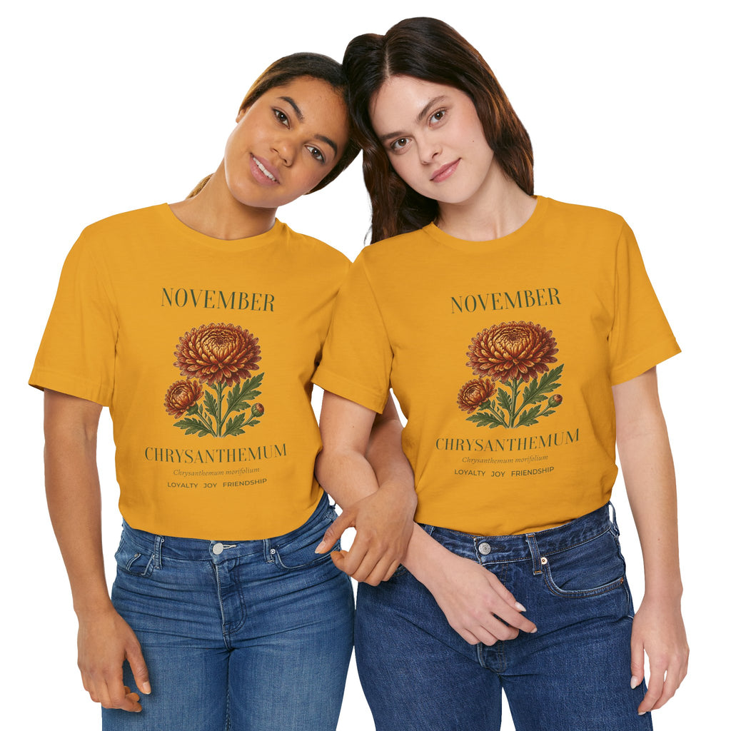 November Birth Flower Tee | Chrysanthemum Celestial Design | Birthday Gift