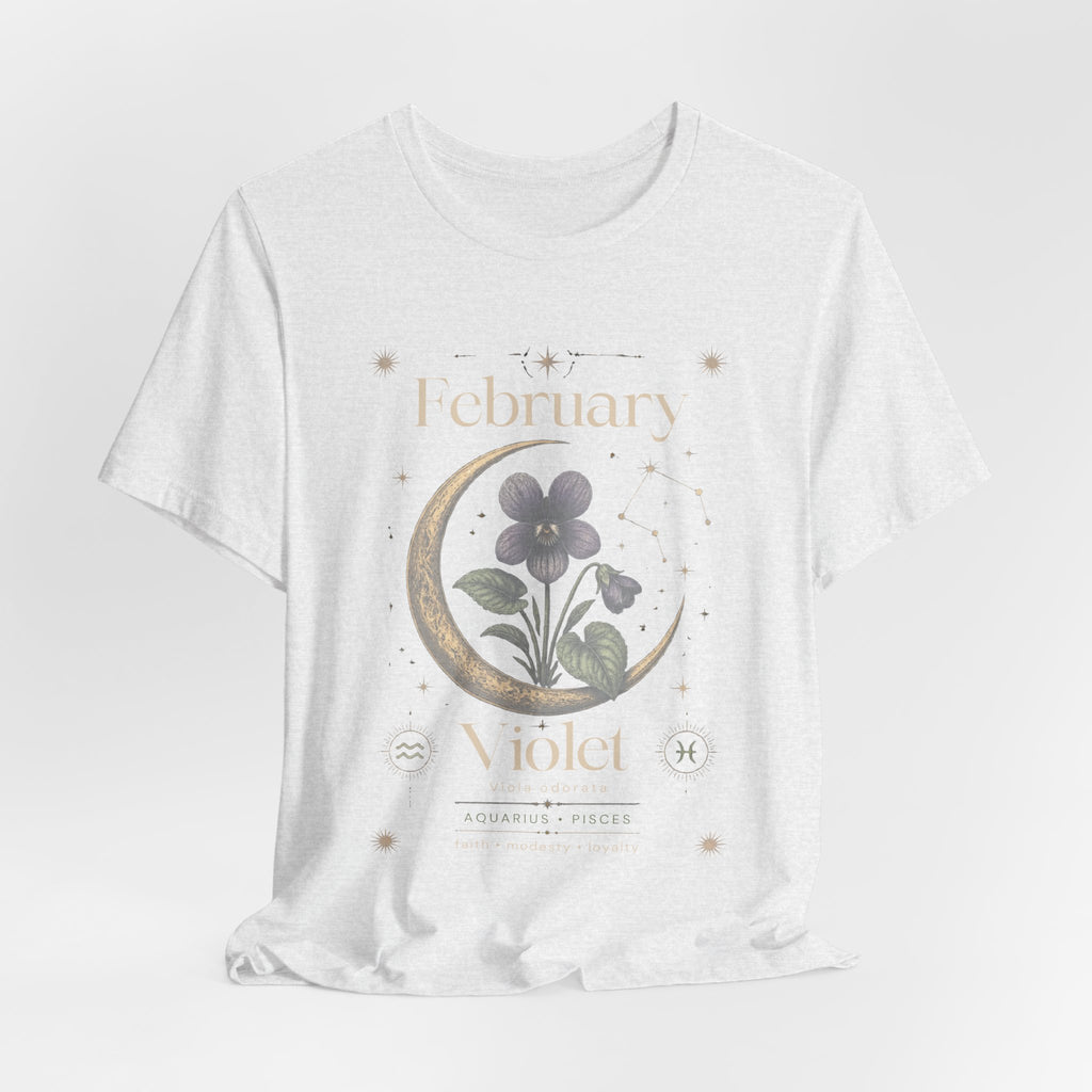 February Birth Flower Tee | Violet Botanical Design | Birthday Gift