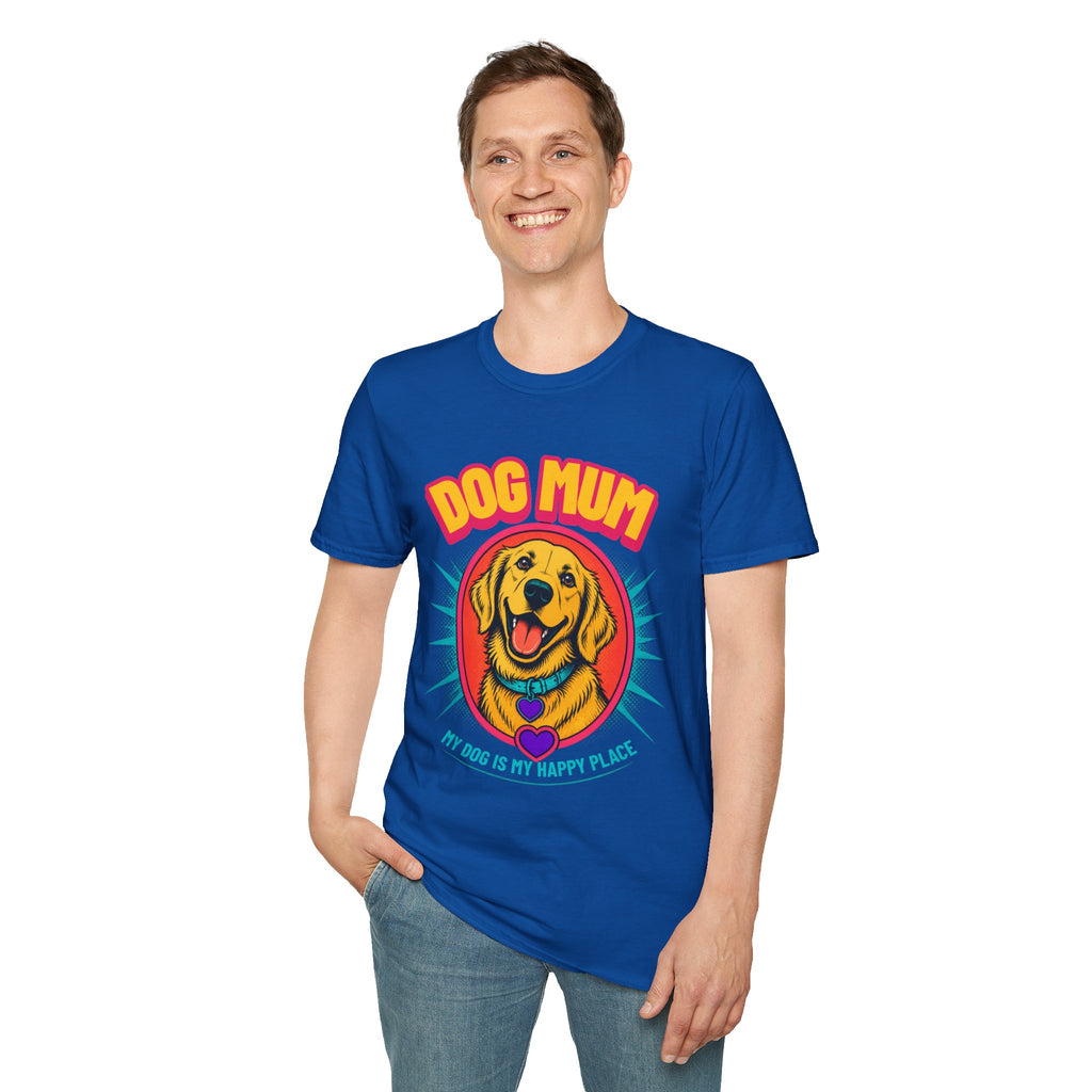 Dog Mum Golden Retriever T-Shirt | Cute Retro Dog Portrait, Pet Lover Tee