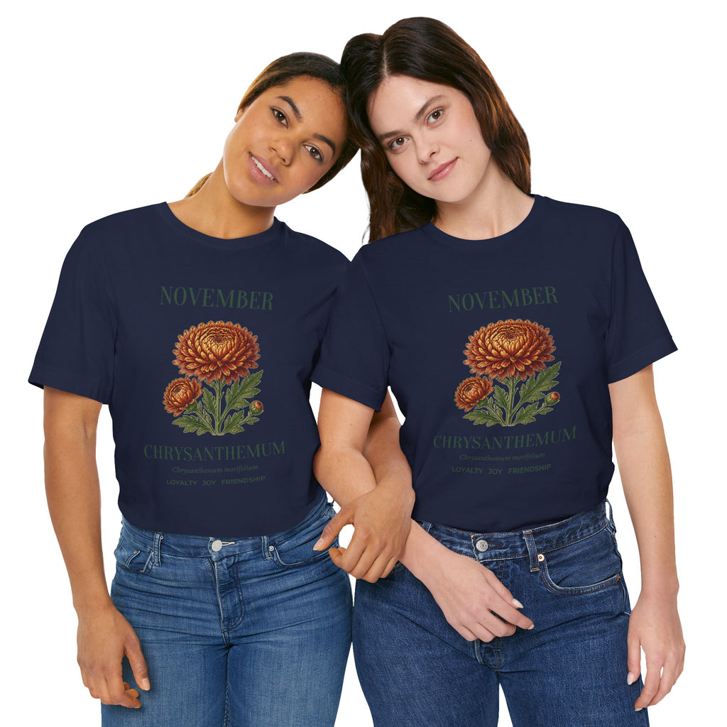 November Birth Flower Tee | Chrysanthemum Celestial Design | Birthday Gift