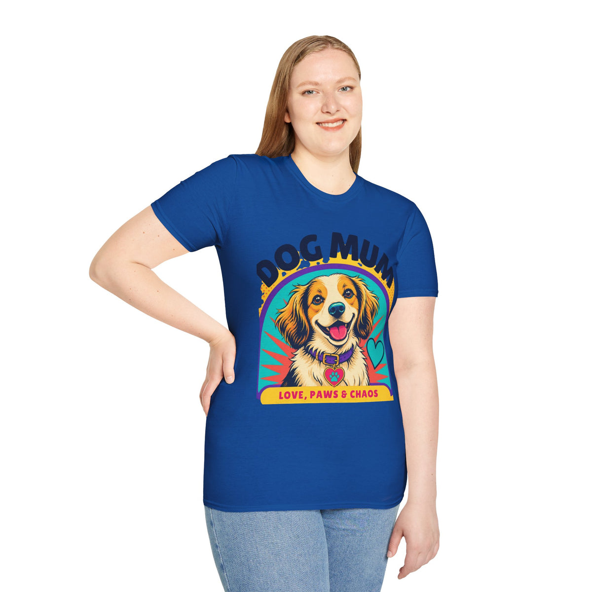 Dog Mum T-Shirt | Cute Happy Dog Illustration, Love Paws & Chaos