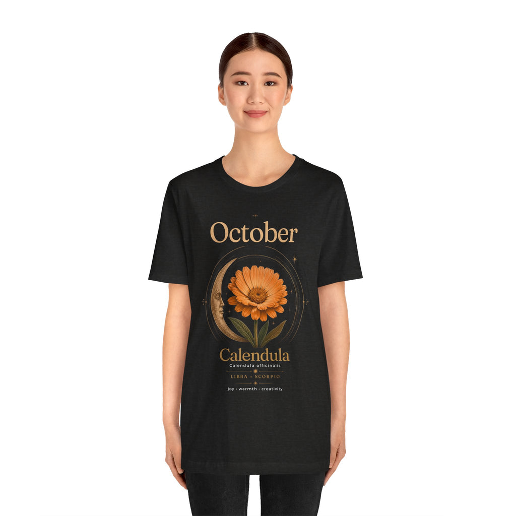 October Birth Flower Calendula T‑Shirt – Floral Birth Month Tee