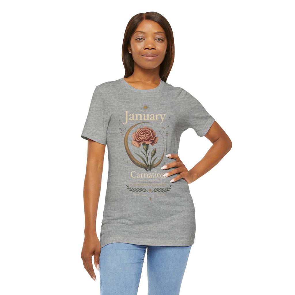 January Birth Flower - Carnation T-Shirt — Birth Month Flower Tee