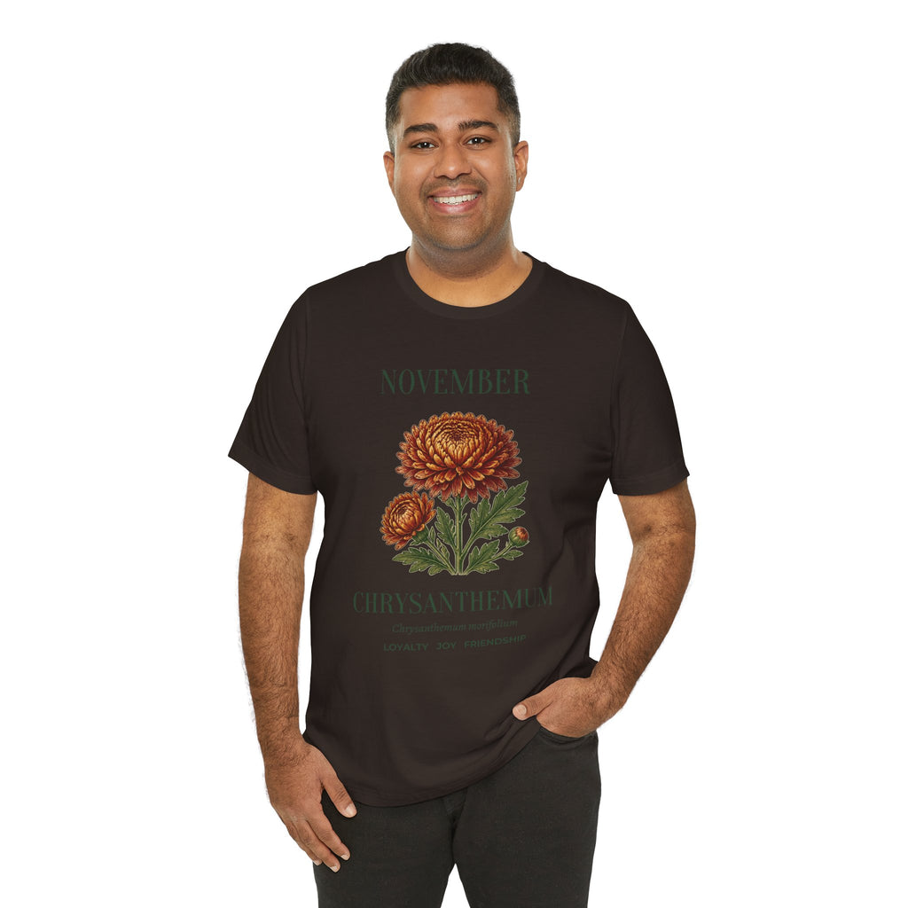 November Birth Flower Tee | Chrysanthemum Celestial Design | Birthday Gift
