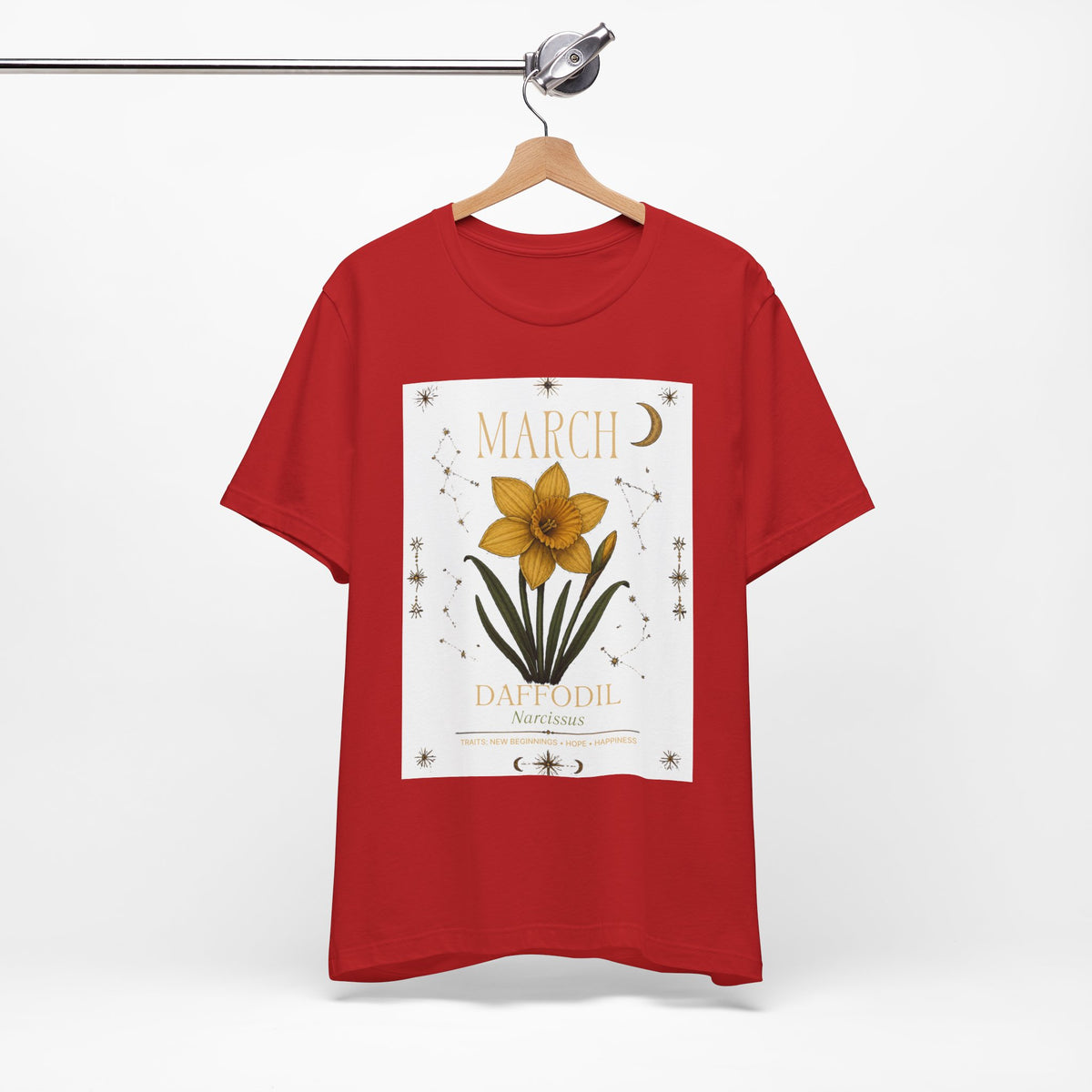 March Zodiac/Celestial aesthetics with birth flower — Birth Month Flower Tee