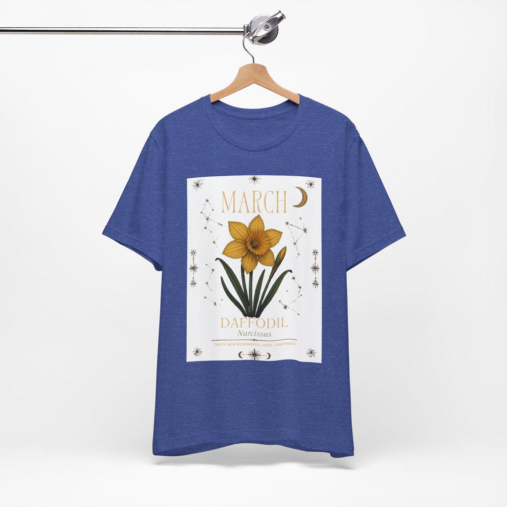 March Zodiac/Celestial aesthetics with birth flower — Birth Month Flower Tee