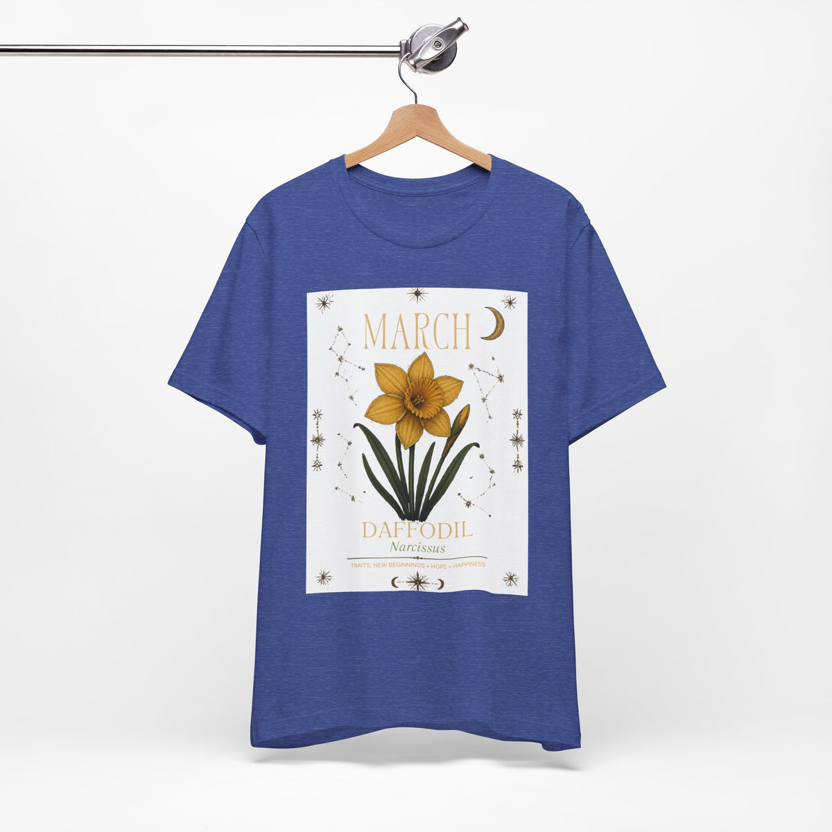 March Zodiac/Celestial aesthetics with birth flower — Birth Month Flower Tee