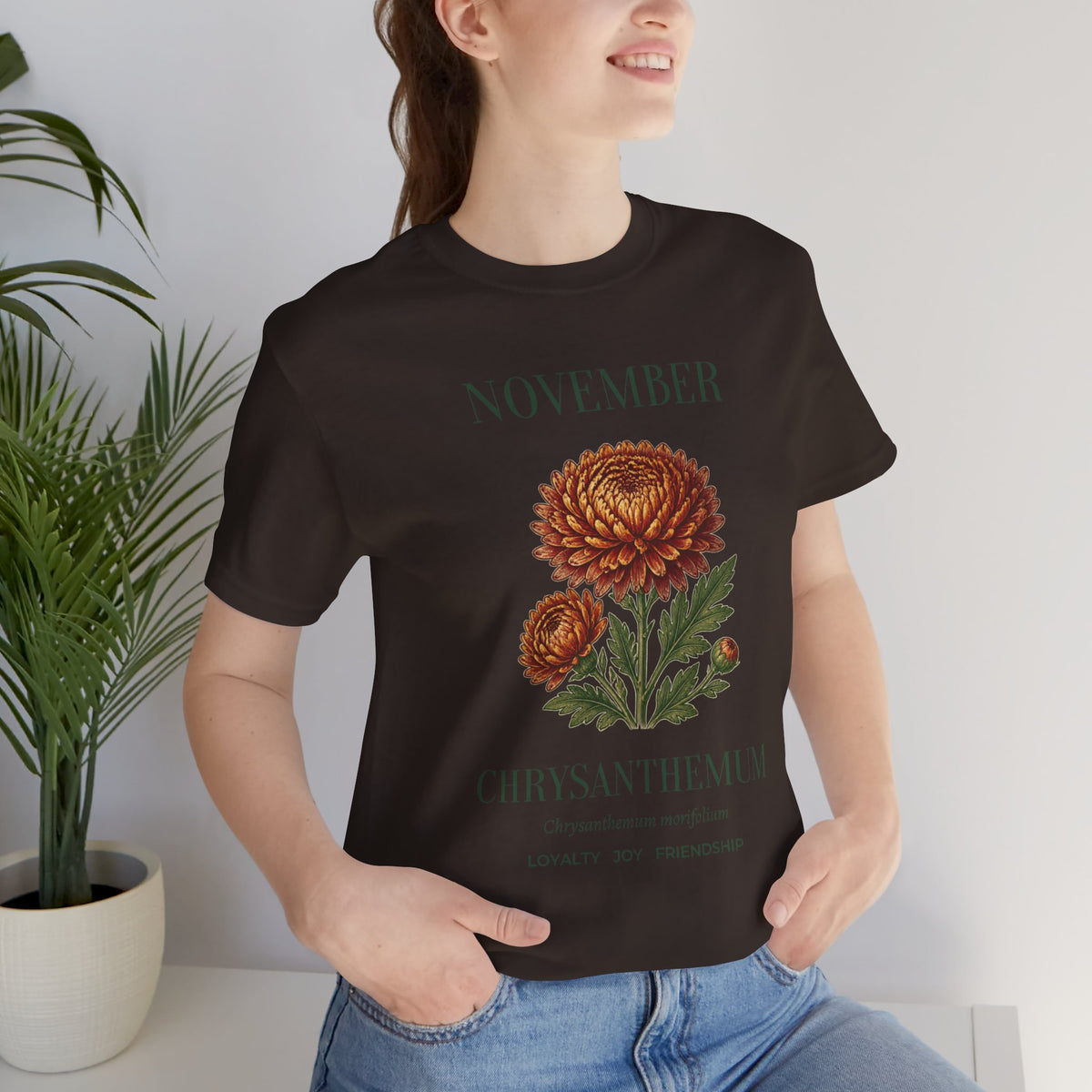 November Birth Flower Tee | Chrysanthemum Celestial Design | Birthday Gift