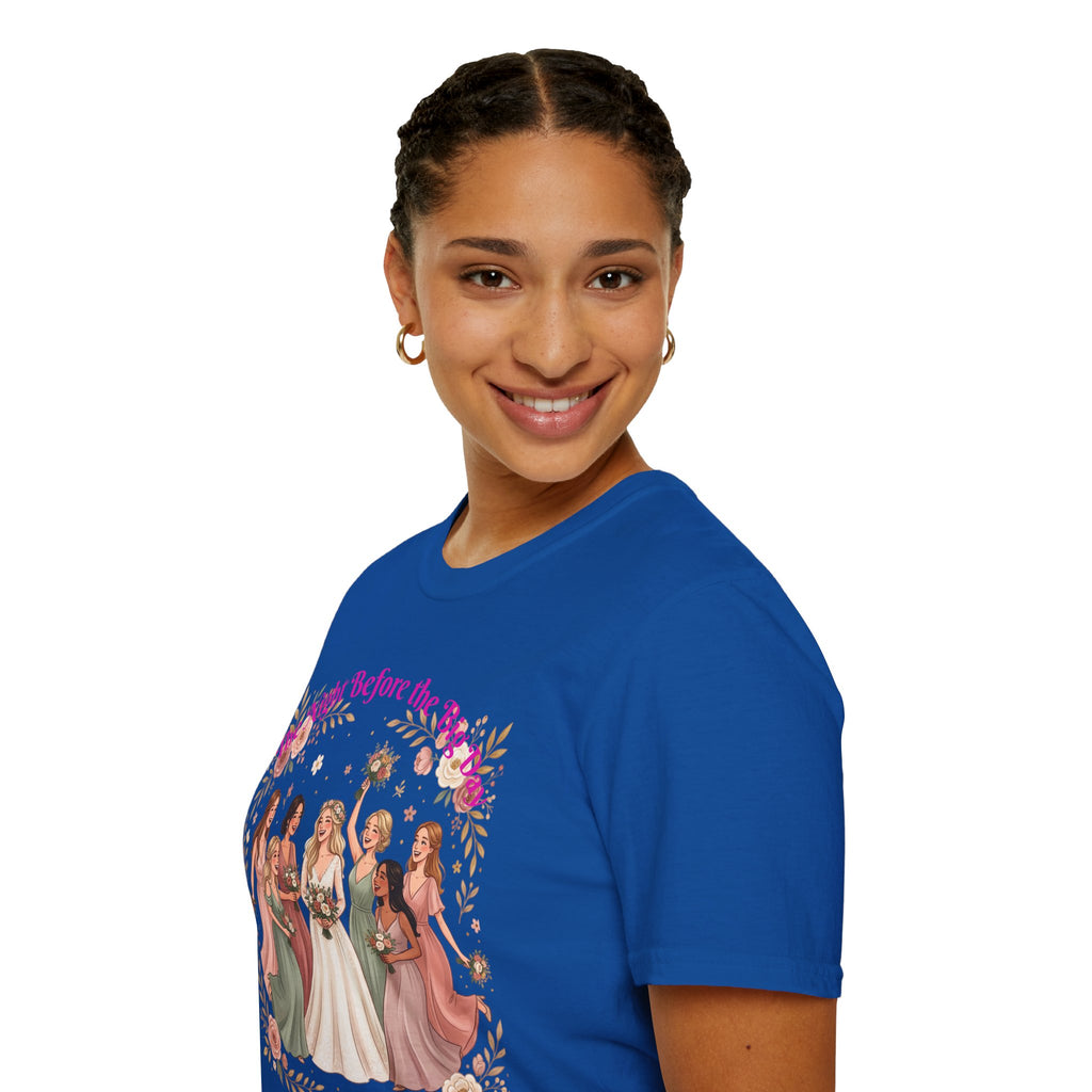 Bride and Bridesmaids Illustration T-Shirt | Floral Wedding Bridal Party Design