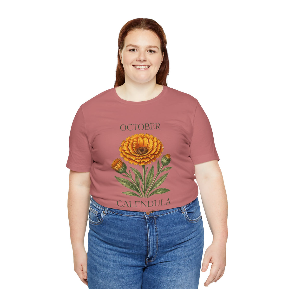 October Birth Flower Tee | Marigold & Cosmos Celestial Design | Birthday Gift