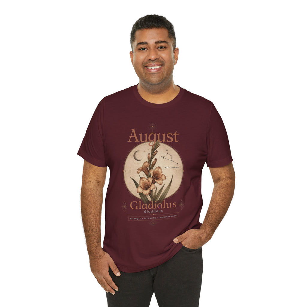 August Birth Flower Gladiolus Floral Tee