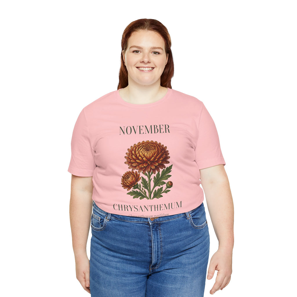 November Birth Flower Tee | Chrysanthemum Celestial Design | Birthday Gift