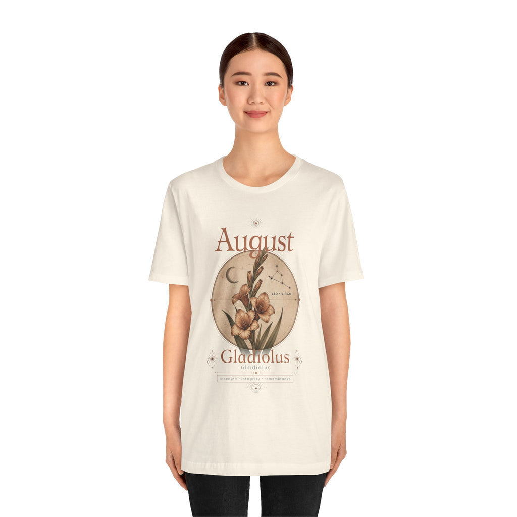 August Birth Flower Gladiolus Floral Tee