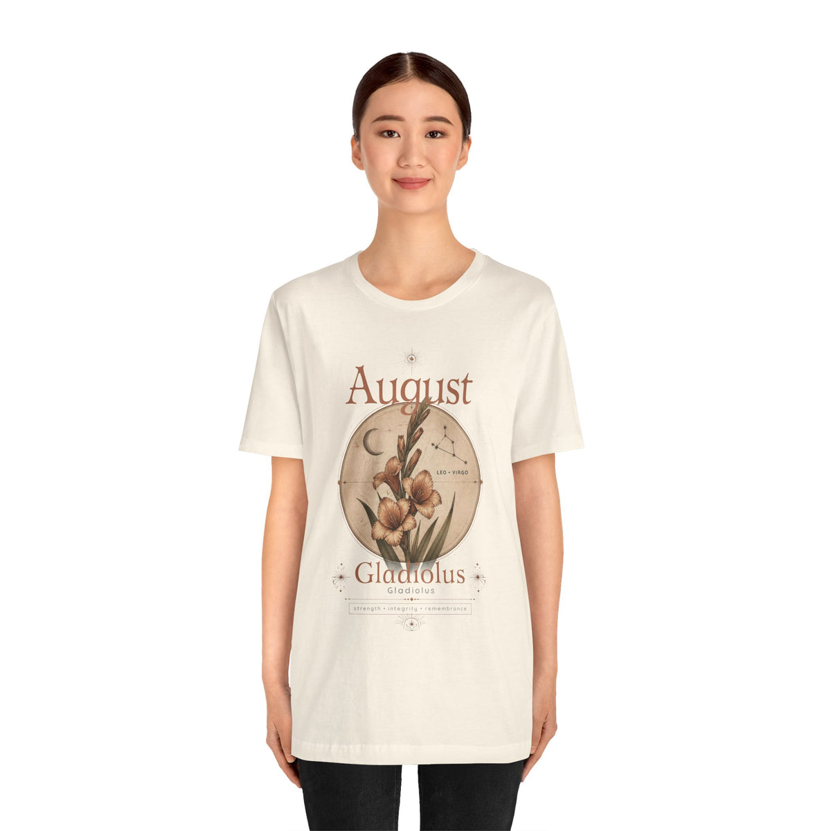 August Birth Flower Gladiolus Floral Tee