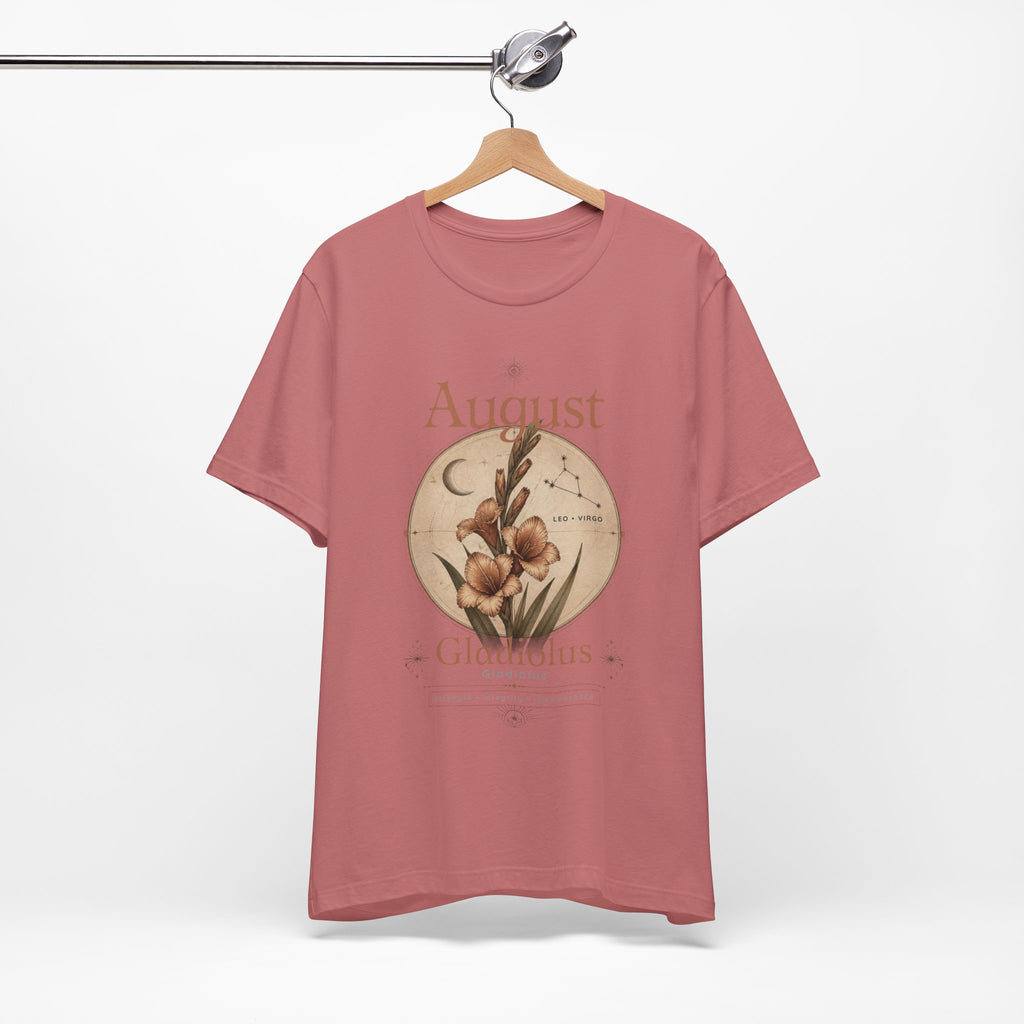 August Birth Flower Gladiolus Floral Tee