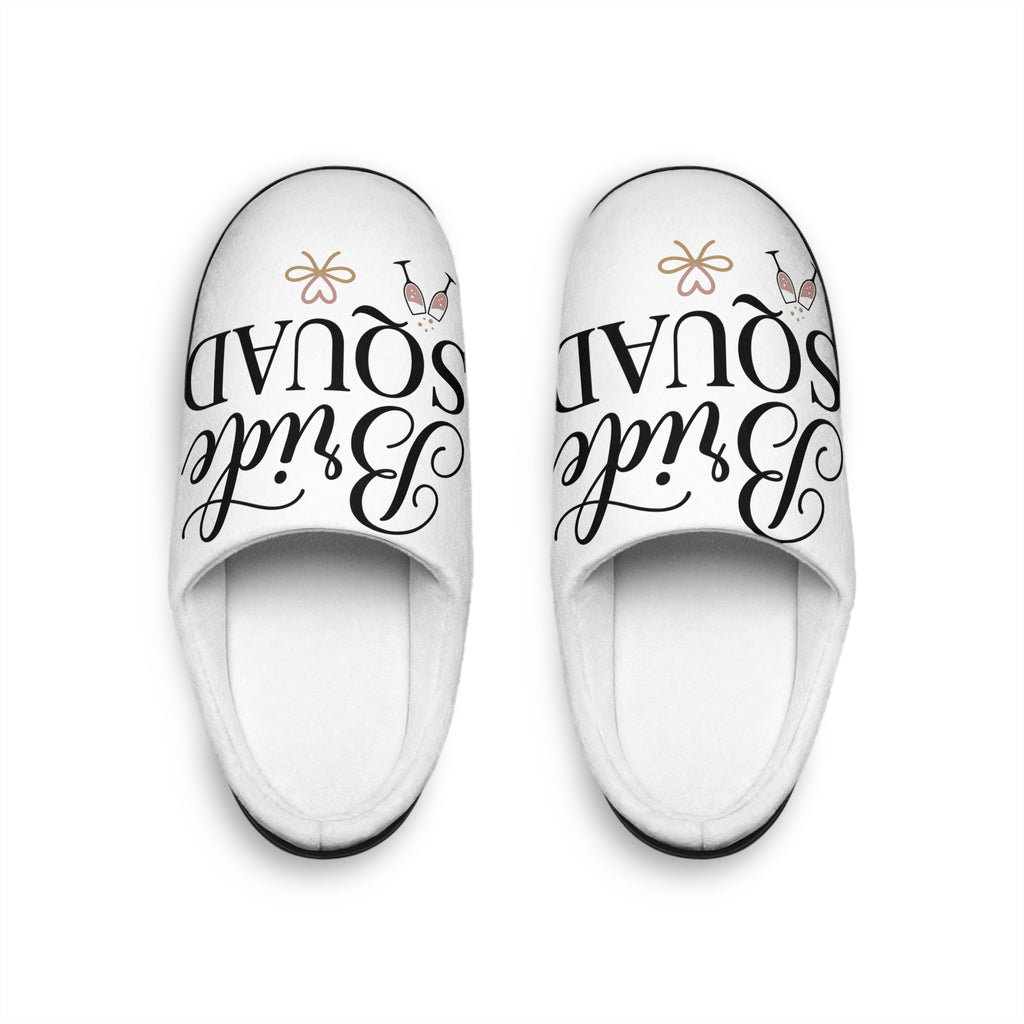 “Bride Squad” Script Design (Bachelorette Party, Bridal Shower Gift) Women’s Indoor Slippers