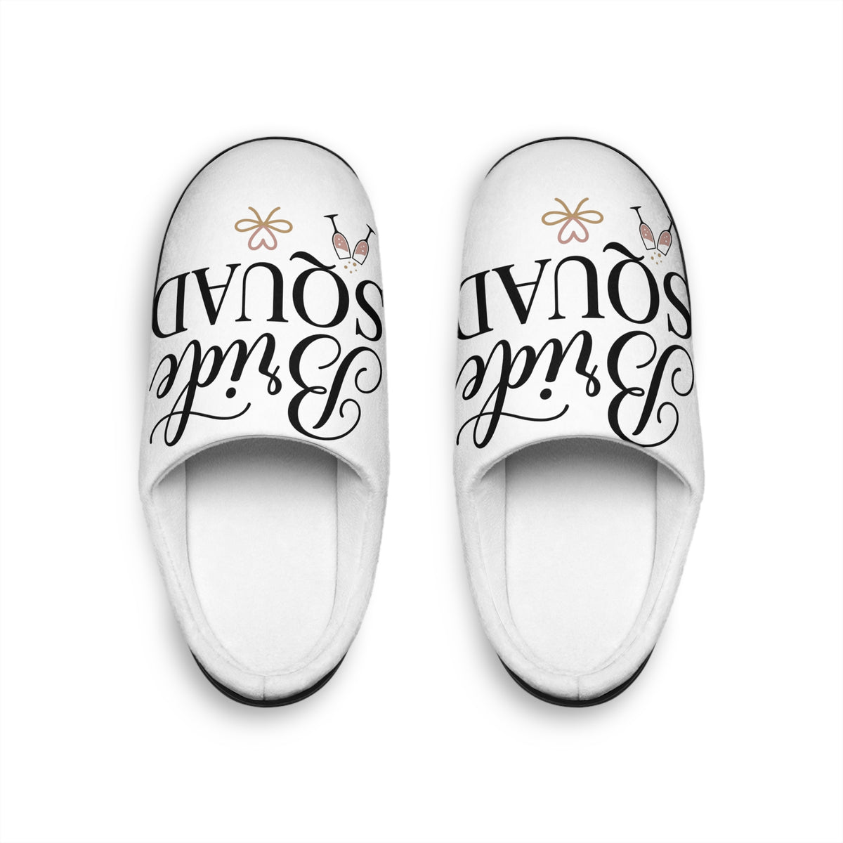 “Bride Squad” Script Design (Bachelorette Party, Bridal Shower Gift) Women’s Indoor Slippers