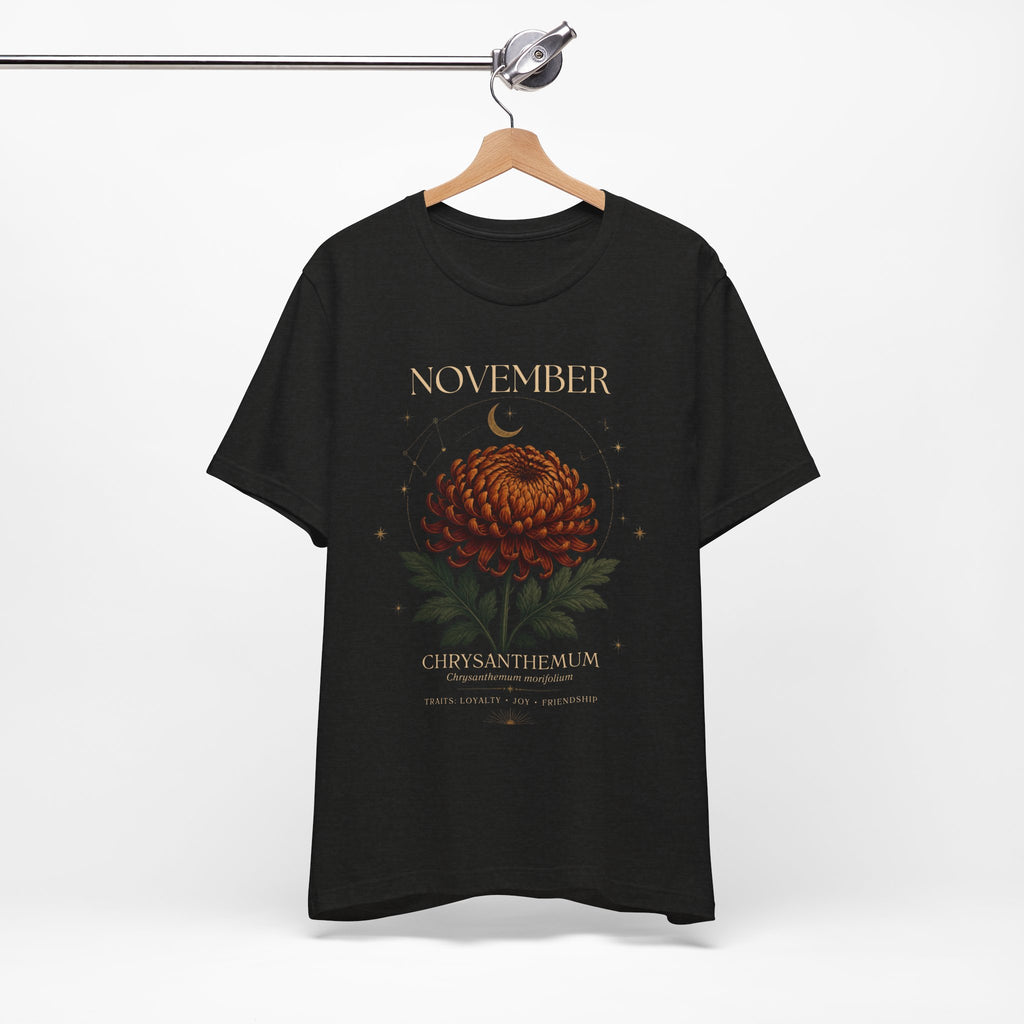 November Birth Flower Chrysanthemum Tee — Floral Birth Month T-Shirt