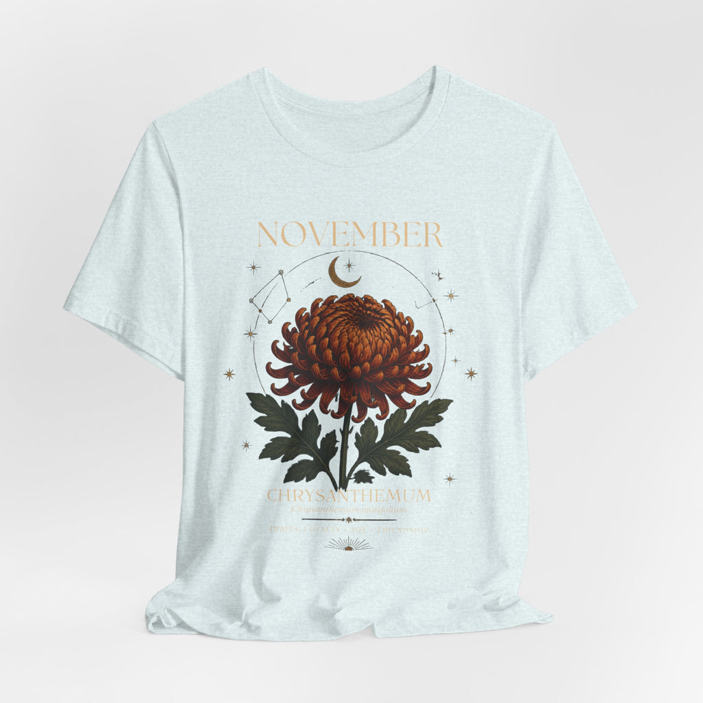 November Birth Flower Chrysanthemum Tee — Floral Birth Month T-Shirt