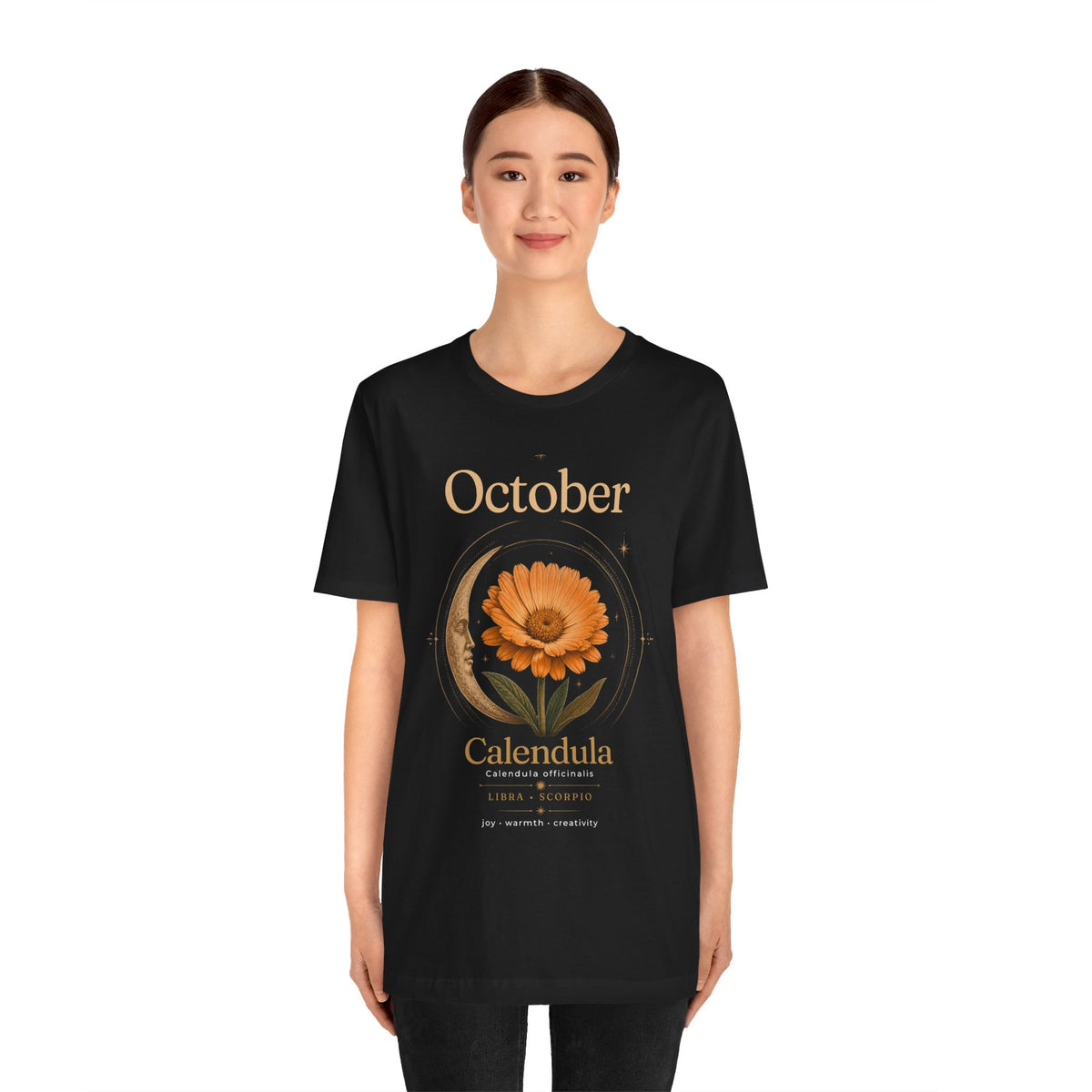 October Birth Flower Calendula T‑Shirt – Floral Birth Month Tee